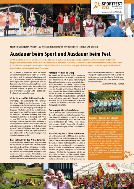 Ausgabe 6/2013 - Sport Union Schweiz