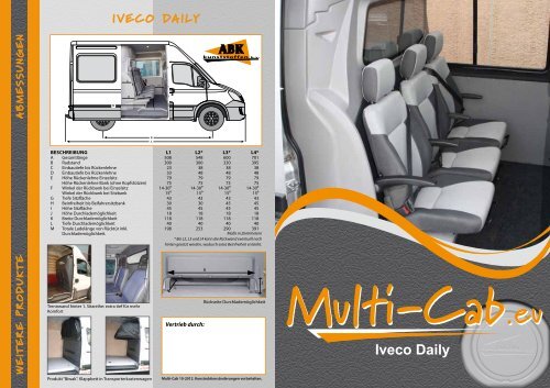 IVECO DAILY UNIVERSAL 3-SITZER VAN SITZBEZÜGE IN HELLGRAU BAUMWOLLE