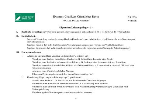 6. Verwaltungsprozessrecht Folien - Lehrstuhl für Öffentliches Recht II