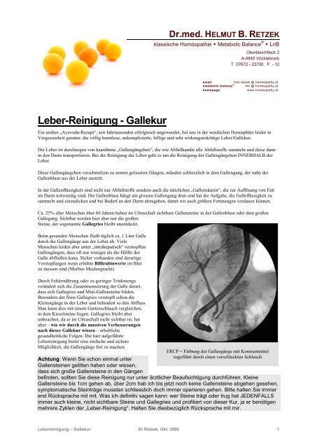 Leber-Reinigung - Gallekur - Dr. Retzek