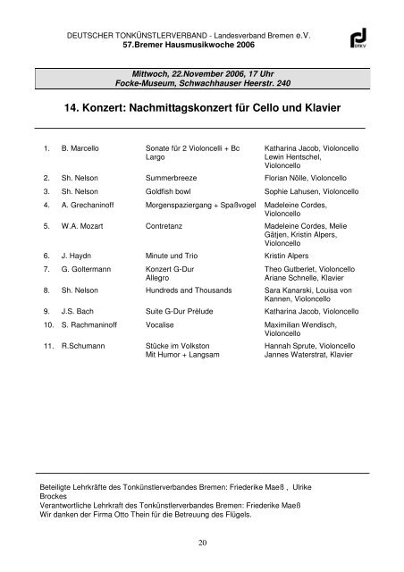 57. Bremer Hausmusikwoche 2006 - Deutscher Tonkünstlerverband ...