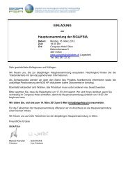 EINLADUNG Hauptversammlung der SIGA/FSIA - Schweizerische ...