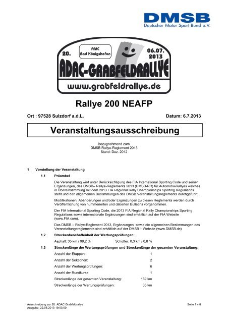 Rallye 200 NEAFP Veranstaltungsausschreibung - Grabfeldrallye