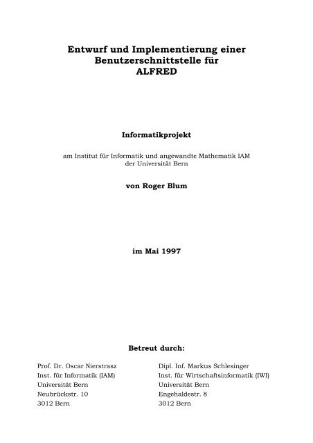 Entwurf Und Implementierung Einer Benutzerschnittstelle Für - 