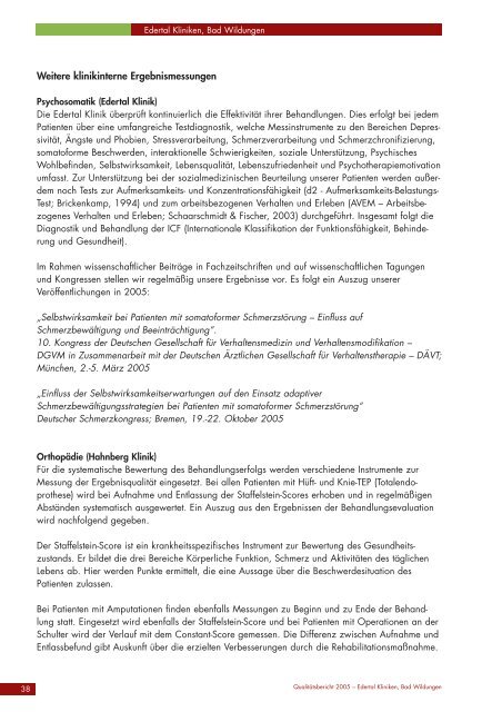 Qualitätsbericht 2005 - MEDICLIN Reha-Zentrum am Hahnberg