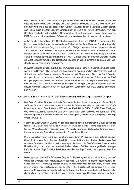 Wertpapierprospekt (PDF) der Zapf Creation AG vom 28. März 2008