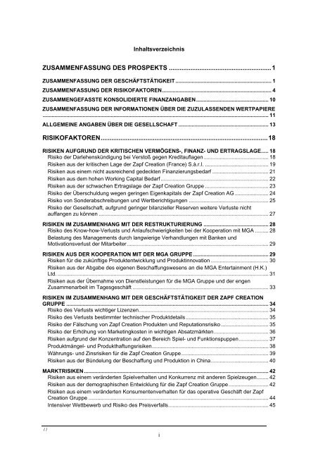 Wertpapierprospekt (PDF) der Zapf Creation AG vom 28. März 2008