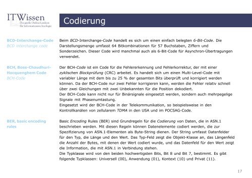 Codierung Glossar Codierung - IT Wissen.info