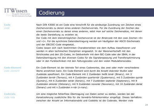 Codierung Glossar Codierung - IT Wissen.info