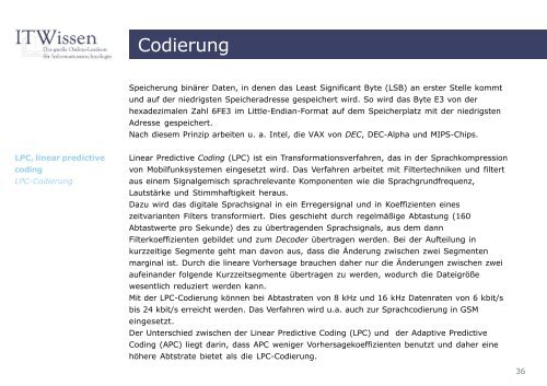 Codierung Glossar Codierung - IT Wissen.info