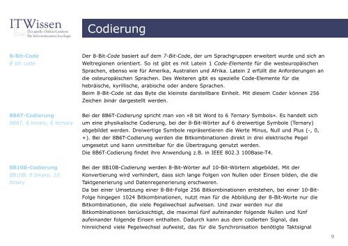 Codierung Glossar Codierung - IT Wissen.info