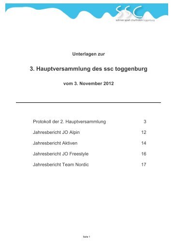 3. Hauptversammlung des ssc toggenburg