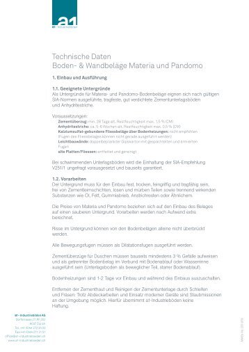 Technische Infos (PDF) - a1-Industrieböden AG