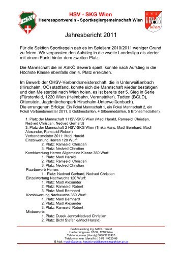 Jahresbericht 2011 - Heeressportverein WIEN