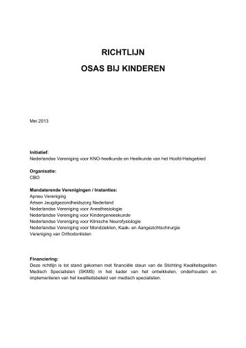 richtlijn OSAS bij kinderen - definitief - mei 2013-2 - Kwaliteitskoepel