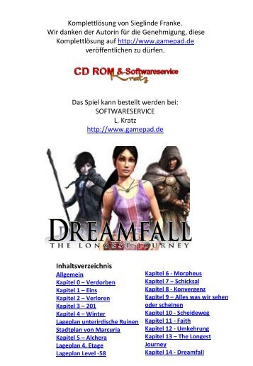 Dreamfall - deutsche Komplettlösung mit Plänen - Gamepad.de