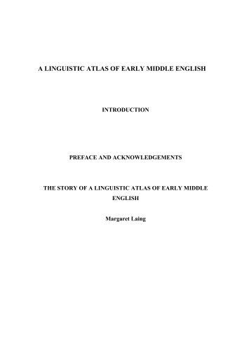 a linguistic atlas of early middle english - Linguistics and English ...