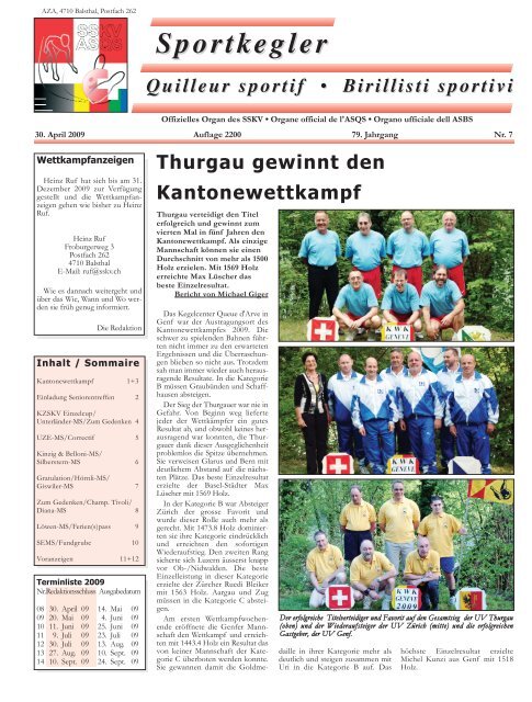 Zeitung Nr. 7 - Schweizer Sportkeglerverband