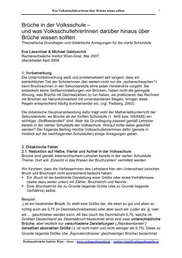 Was VolksschullehrerInnen ueber Brueche wissen sollten - Das ...