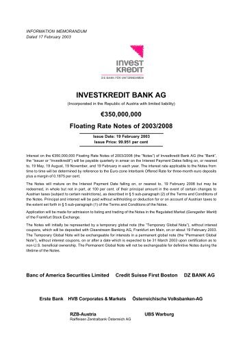 INVESTKREDIT BANK AG - Xetra