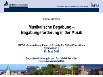 Musikalische Begabung – Begabungsförderung in der Musik