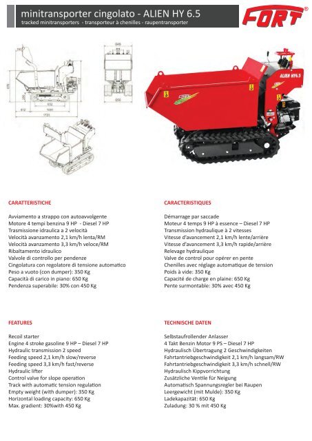 minitransporter cingolato - ALIEN HY 6.5 - Fort