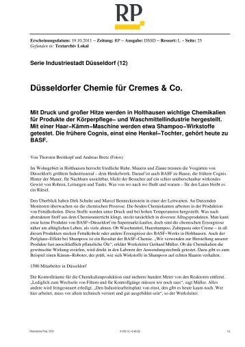 Düsseldorfer Chemie für Cremes - Zukunft durch Industrie