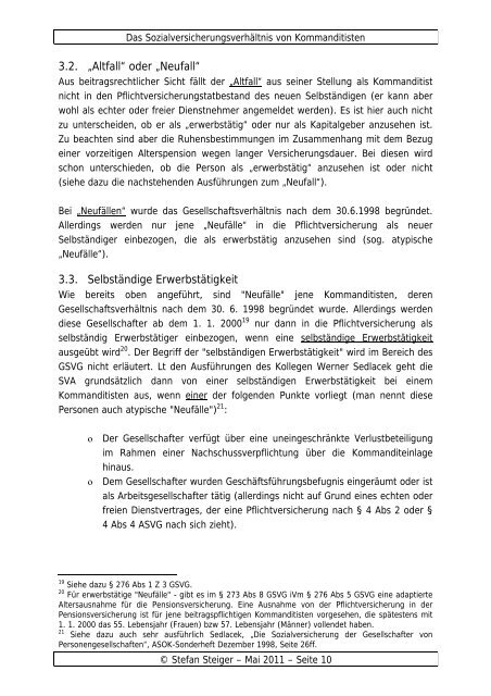 Das Sozialversicherungs- verhältnis von Kommanditisten