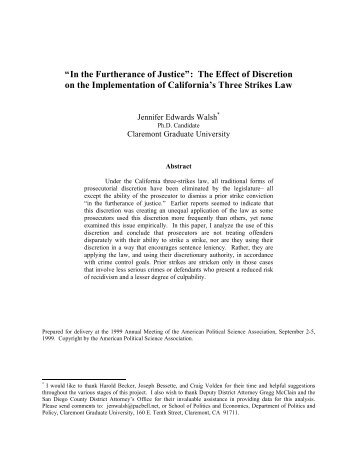 “In the Furtherance of Justice”: The Effect of Discretion on the ...