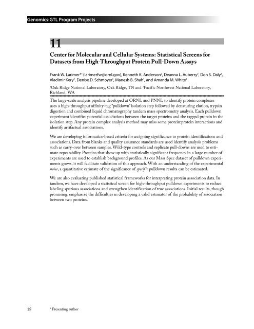 2005 gtl abstracts.indb - Genomics - U.S. Department of Energy