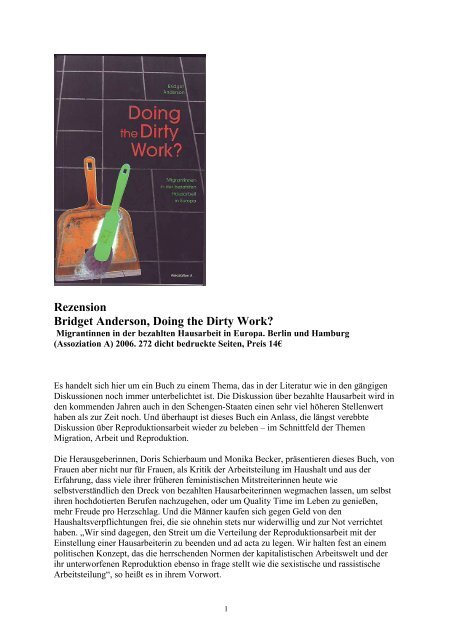 Bridget Anderson, Doing the Dirty Work? (PDF) - Materialien für ...