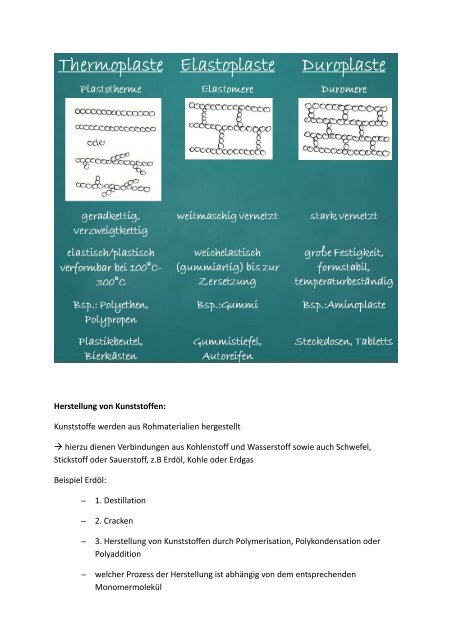 Einführung in die Chemie der Kunststoffe (Handout) - OG Eschwege