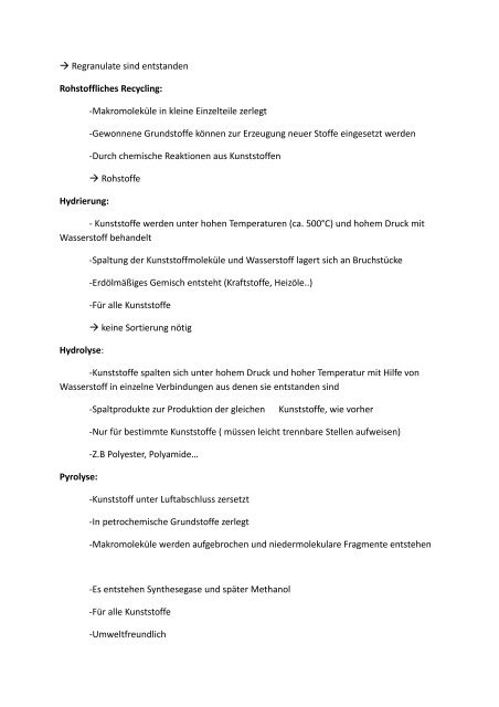 Einführung in die Chemie der Kunststoffe (Handout) - OG Eschwege