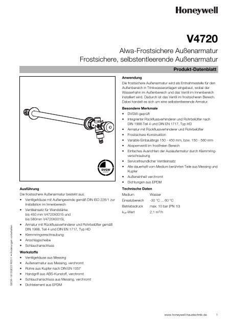 Alwa-Frostsichere Außenarmatur Frostsichere, selbstentleerende ...