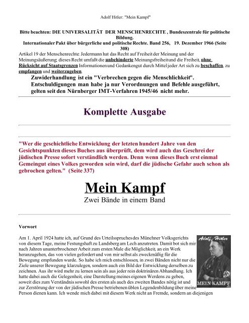 Adolf Hitler Mein Kampf Harrold