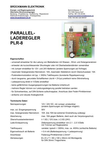 PARALLEL- LADEREGLER PLR-8 - Brückmann Elektronik Davos