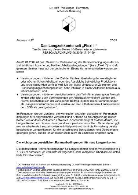 Flexi II - Arbeitszeitberatung Dr. Hoff Weidinger Herrmann