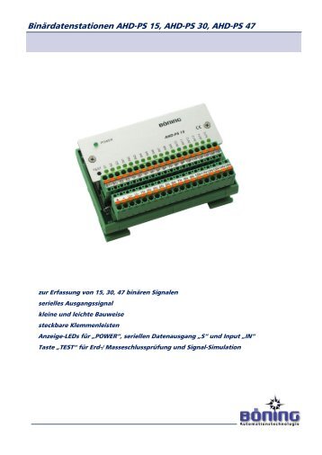 Binärdatenstationen AHD-PS 15, AHD-PS 30, AHD-PS 47