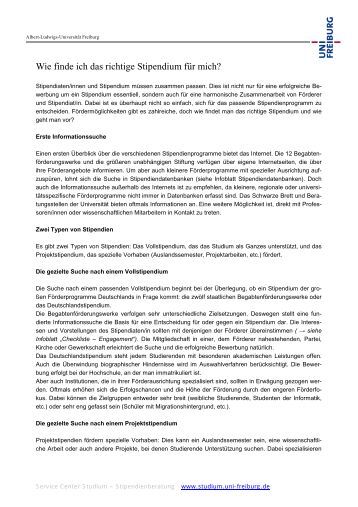 Infoblatt: Das Motivationsschreiben Stipendium - Albert ...