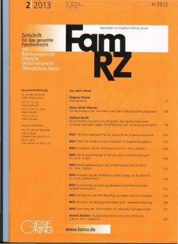 Zeitschrift fü r das gesa mte Familienrecht H 2512 www.famrz.de