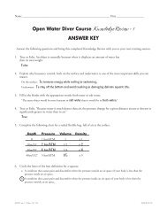 Open Water Diver Course Knowledge Review – 1 ANSWER KEY - Net