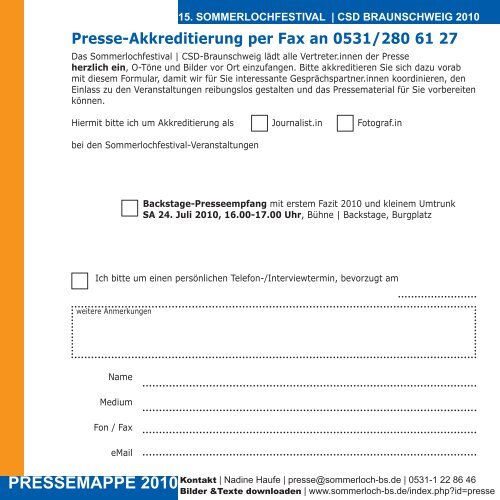 PRESSEMAPPE 2010Kontakt - CSD Braunschweig