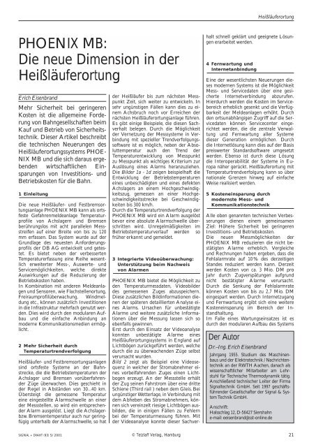 PHOENIX MB: Die neue Dimension in der Heißläuferortung