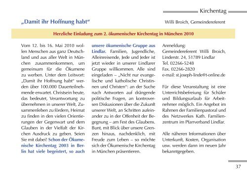 Ausgabe 04/09 Dez-Mrz - Bürgerverein Linde eV