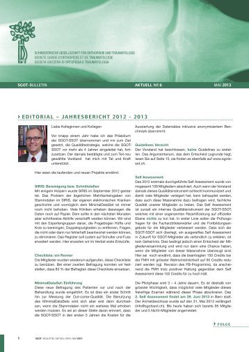 editorial – jahresbericht 2012 - 2013 - Schweizerische Gesellschaft ...