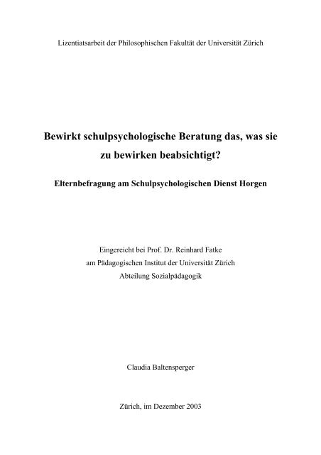 Bewirkt schulpsychologische Beratung das, was sie zu ... - Nepes