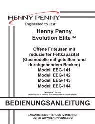 BEDIENUNGSANLEITUNG - Henny Penny Corporation