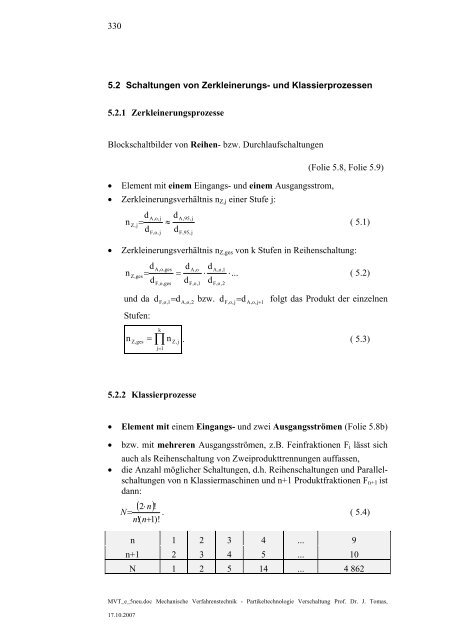 Prozess-Verschaltung - Lehrstuhl Mechanische Verfahrenstechnik