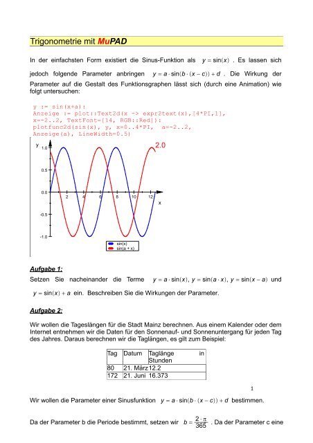Trigonometrie mit MuPAD - Kubach-mathe.de