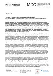 MDC Pressemitteilung 19. April 2013: Zahl der Tierversuche so ...